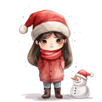 A girl wearing a Santa hat stood, her brow furrowed. png