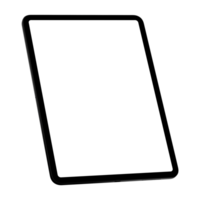 Isometric style photo of gray tablet without background. Template for mockup png
