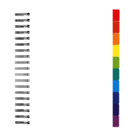 Blank and white notebook with spiral and colored dividers without background. Template for mockup png