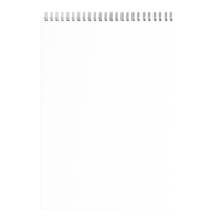 Blank and white notebook with spiral without background. Template for mockup png