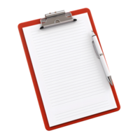 Top view of clean checklist or clipboard without background. Ready for mockup png