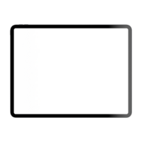 Front side photo of gray tablet without background. Template for mockup png