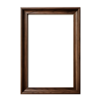 Blank frame for picture or image with wooden border without background. Template for mockup png