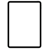 Front side photo of gray tablet without background. Template for mockup png