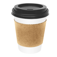 Clean and blank white paper cup for coffee without background. Template for mockup. With black lid png