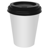 Clean and blank white paper cup for coffee without background. Template for mockup. With black lid png
