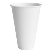 Clean and blank white paper cup for coffee without background. Template for mockup. Without lid png