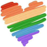 Illustration of a heart with rainbow colors png