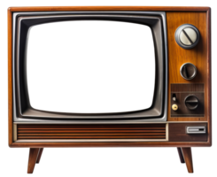 Realistic retro TV on legs with a transparent screen. Transparent isolated background png