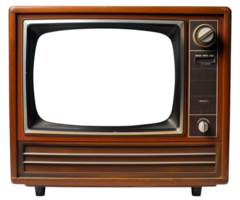 retro televisión en piernas con un transparente pantalla. botones y interruptores png