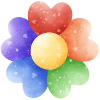 Rainbow heart petal flower illustration png