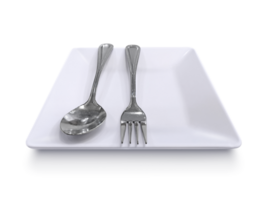 Spoon, fork and plate, transparent background png