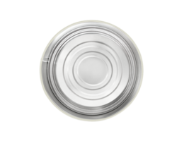 top view of open round metal box, transparent background png