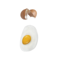 Eggshell and fried eggs falling down, transparent background png