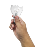 The broken bulb in a hand, transparent background png