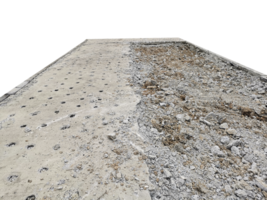 drilled concrete road surface, transparent background png