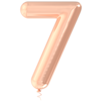 Gold Balloon Number 7 3d render png