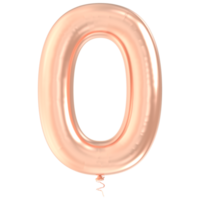 Gold Balloon Number 0 3d render png