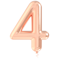 Gold Balloon Number 4 3d render png