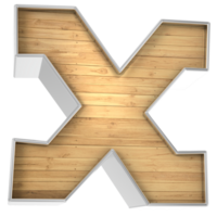 Wood Font X 3d render png