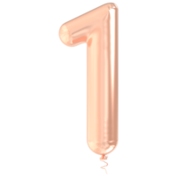 Gold Balloon Number 1 3d render png