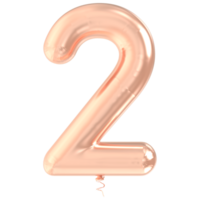 Gold Balloon Number 2 3d render png