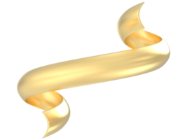 Golden ribbon banner 3d render png