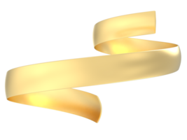 Golden ribbon banner 3d render png