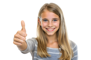 A Beautiful Young Girl Giving Thumbs Up png