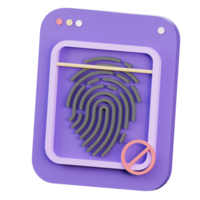 Finger Print Access Denied 3D Icon Illustration for Web,App, etc png