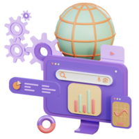 Global Search 3D Icon Illustration for Web,App, etc png