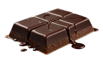 een donker chocola bars met smeltend, heerlijk chocola siroop, geïsoleerd Aan een transparant achtergrond png