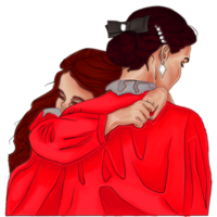 Mother and child illustration. Mom hugging her daughter with a lot of love and tenderness. Mother's day, holiday concept. png