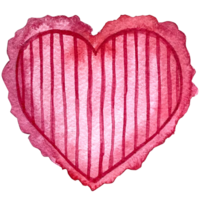 vattenfärg hjärtan, hjärtans dag röd, lila, violett hjärtan uppsättning. Lycklig hjärtans dag kort. trä- och tyg hjärtan illustration uppsättning. ritad för hand olika. png
