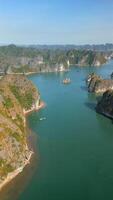 Aerial view of scenic Ha Long Bay in Vietnam. video