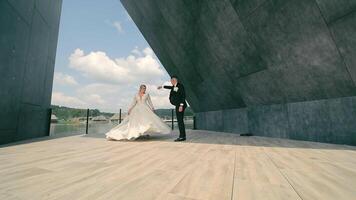 mariage Danse de le la mariée et jeune marié. le jeune marié et le la mariée Danse une mariage Danse près le Lac video