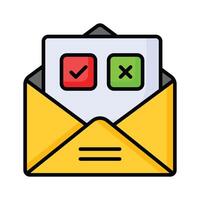 Tick mark and cross sign on document, concept icon of voting, election related vector