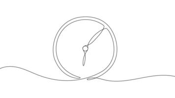 Clock continuous one line drawing on white background. Hand drawn alarm symbol. illustration vector