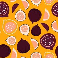 Stylish seamless pattern of figs on an orange background vector