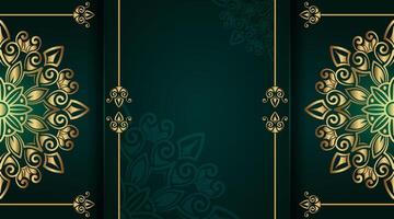 dark green background with gold mandala ornament vector