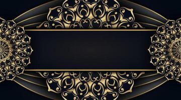 black luxury background with gold mandala ornaments vector