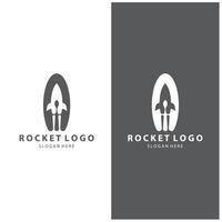 Creative and modern rocket logo starship launch template design vector