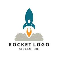 Creative and modern rocket logo starship launch template design vector