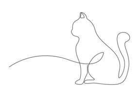 Cat in one continuous line drawing premium illustration vector