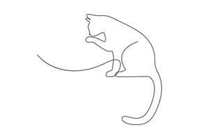 Cat in one continuous line drawing premium illustration vector