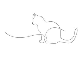 Cat in one continuous line drawing premium illustration vector