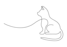 Cat in one continuous line drawing free illustration vector