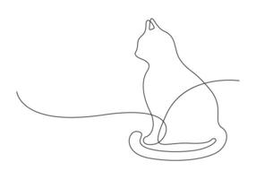 Cat in one continuous line drawing premium illustration vector