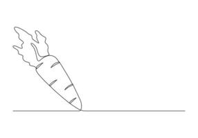 Carrot in one continuous line drawing digital illustration vector