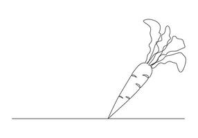 Carrot in one continuous line drawing digital illustration vector